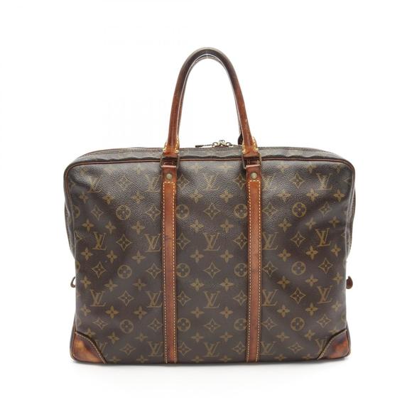 Louis Vuitton Porte Monogram Leather Brown Briefcase Bag Voyage Document - Picture 1 of 8